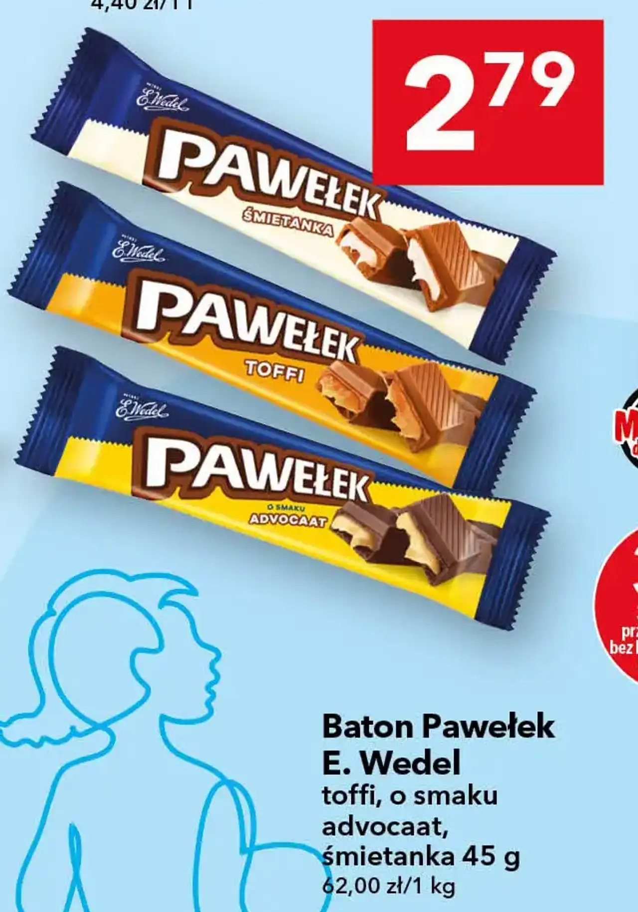 Baton Pawełek E. Wedel toffi, o smaku advocaat, śmietanka 45 g
