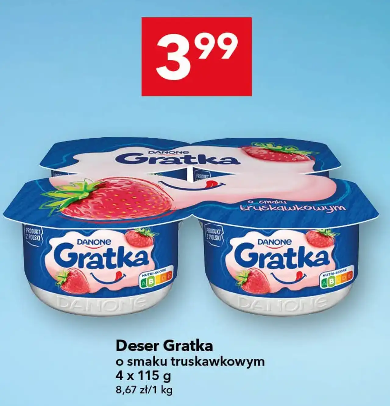 Deser Gratka o smaku truskawkowym 4 x 115 g