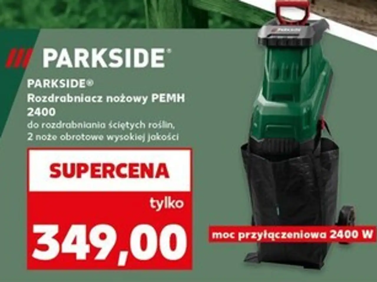 Rozdrabniacz nożowy PEMH 2400 do rozdrabniania ściętych roślin, 2 noże obrotowe wysokiej jakości PARKSIDE