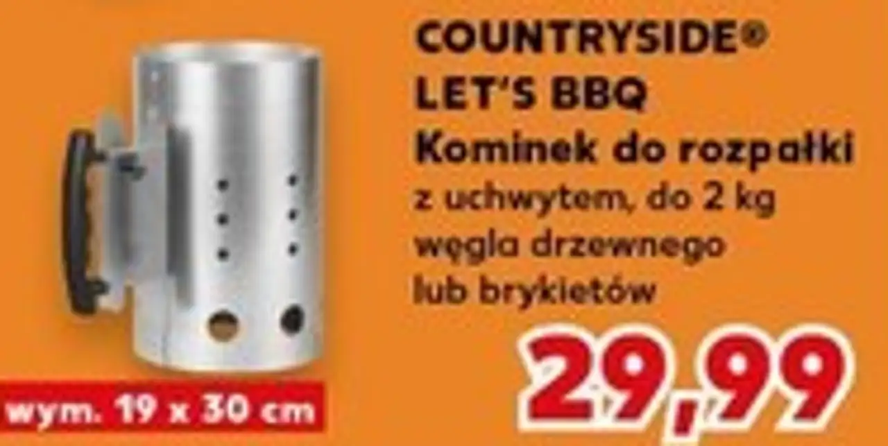 COUNTRYSIDE® LET'S BBQ Kominek do rozpałki z uchwytem, do 2 kg węgla drzewnego lub brykietów