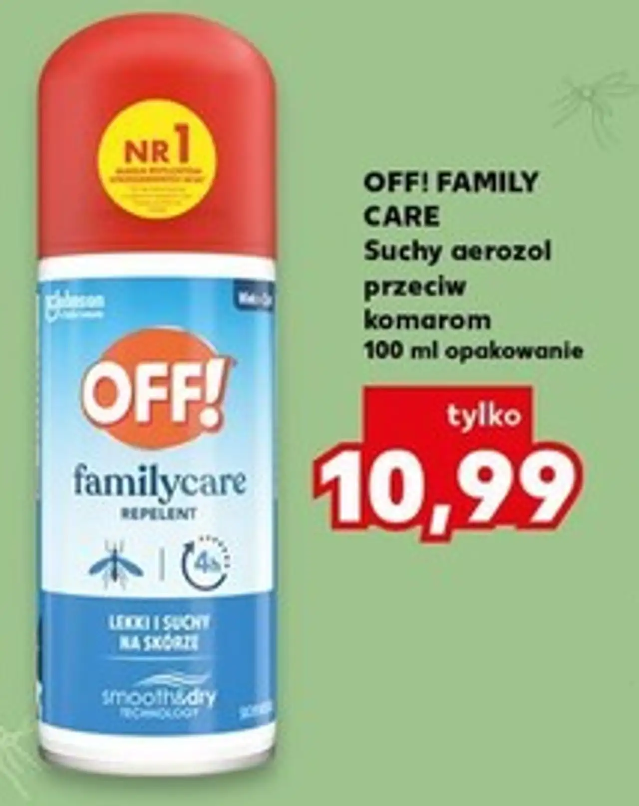 OFF! FAMILY CARE Suchy aerozol przeciw komarom 100 ml opakowanie