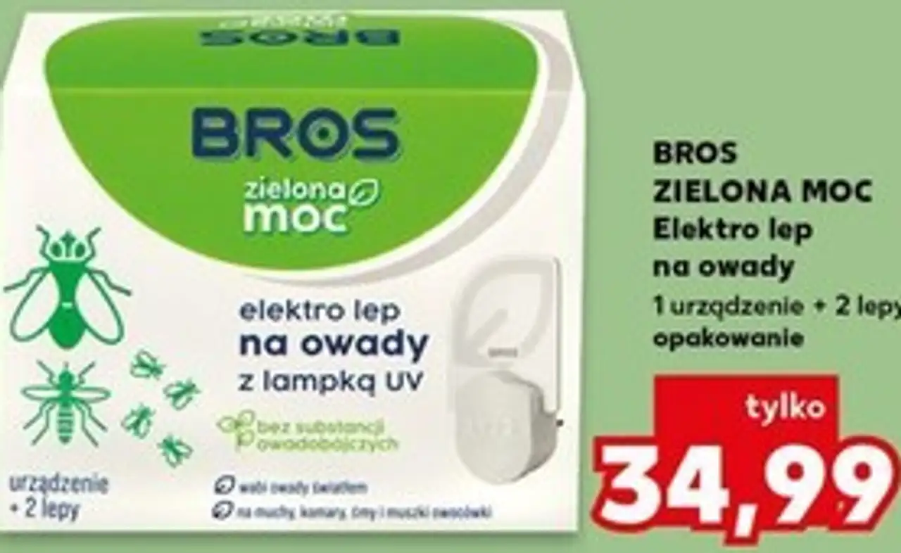 BROS ZIELONA MOC Elektro lep na owady 1 urządzenie + 2 lepy opakowanie