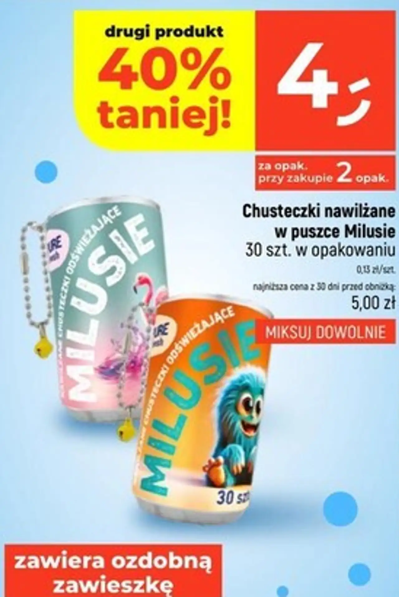 Chusteczki nawilżane w puszce Milusie 30 szt. w opakowaniu