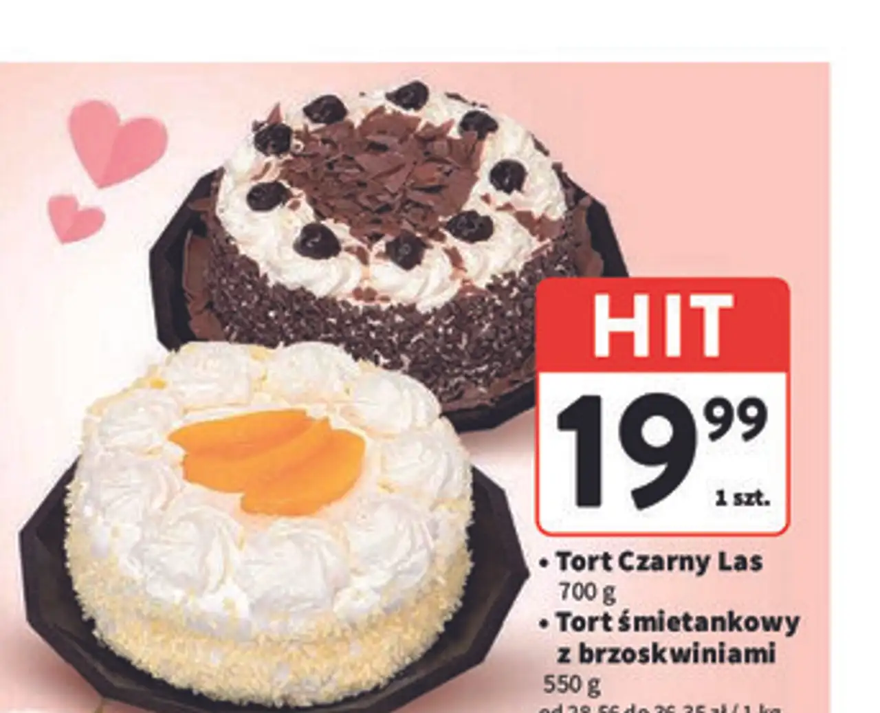 Tort Czarny Las / śmietankowy z brzoskwiniami