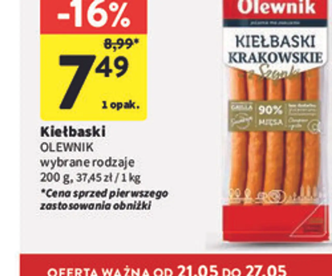 Kiełbaski OLEWNIK wybrane rodzaje 200 g