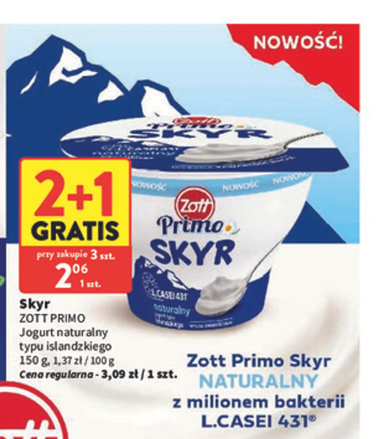 Skyr ZOTT PRIMO Jogurt naturalny typu islandzkiego 150 g