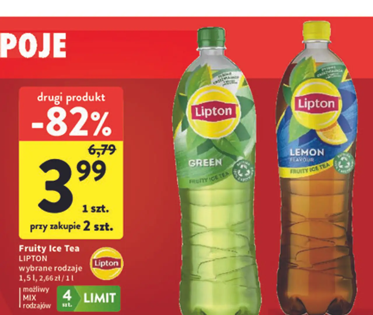 Fruity Ice Tea LIPTON wybrane rodzaje 1,5 l