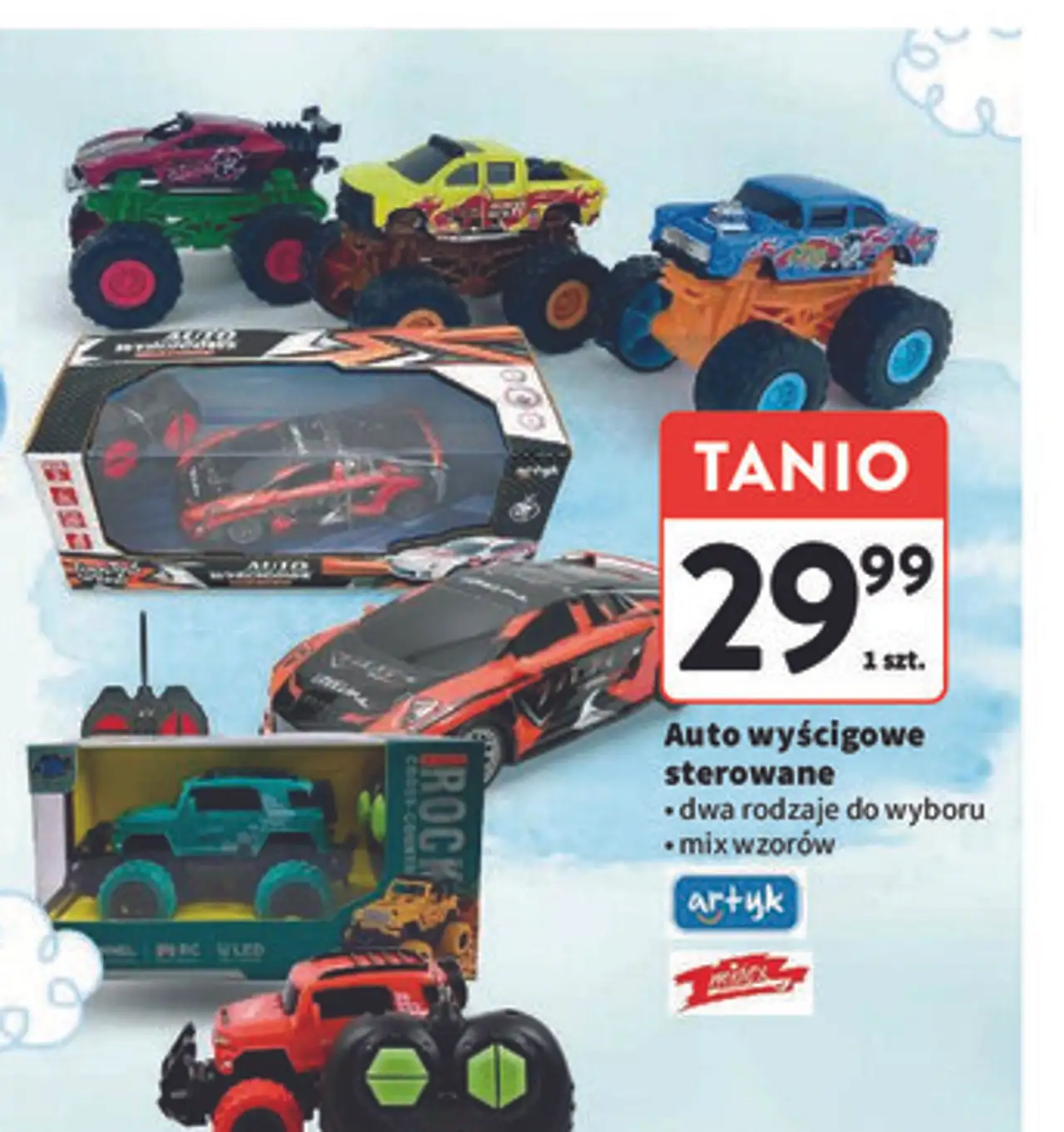 Auto wyścigowe sterowane, dwa rodzaje do wyboru, mix wzorów