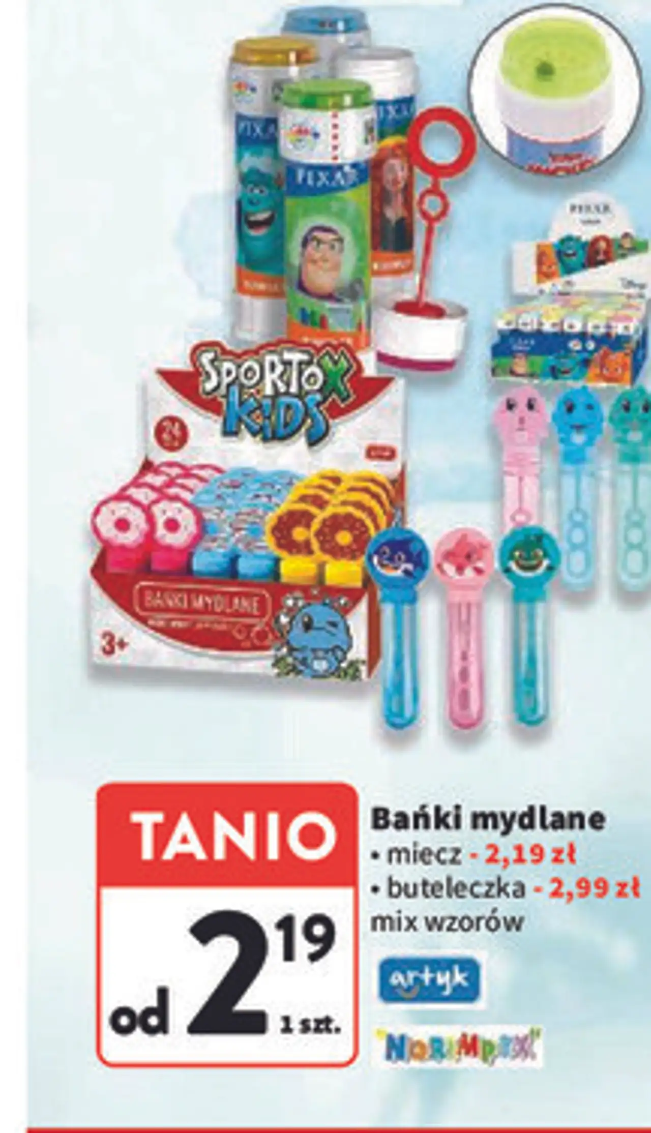 Bańki mydlane, miecz - 2,19 zł, buteleczka - 2,99 zł, mix wzorów Artyk, NORIMPEX
