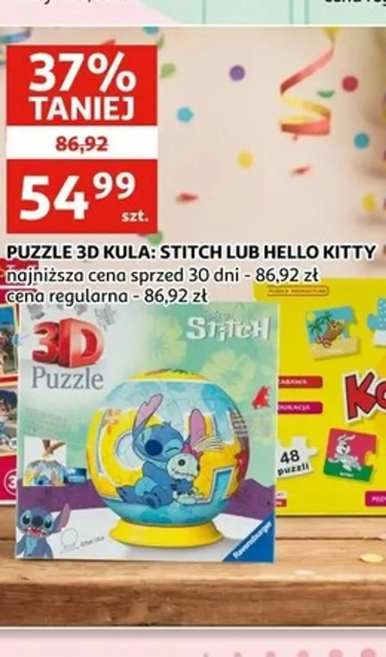 Puzzle 3D kula: Stitch lub Hello Kitty
