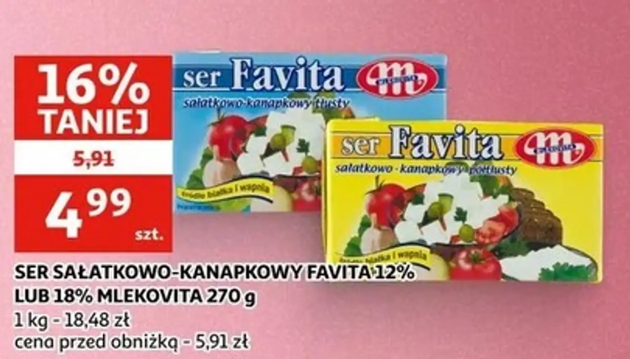 SER SAŁATKOWO-KANAPKOWY FAVITA 12% LUB 18% MLEKOVITA 270 g
