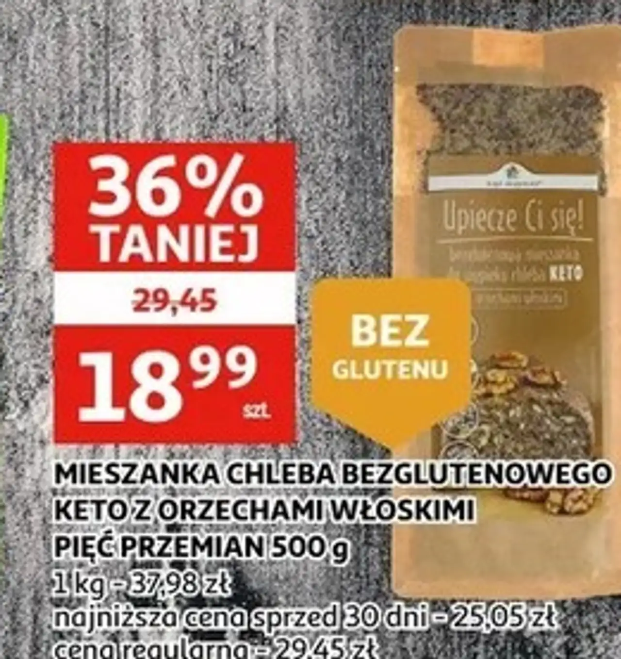 MIESZANKA CHLEBA BEZGLUTENOWEGO KETO Z ORZECHAMI WŁOSKIMI PIĘĆ PRZEMIAN 500 g