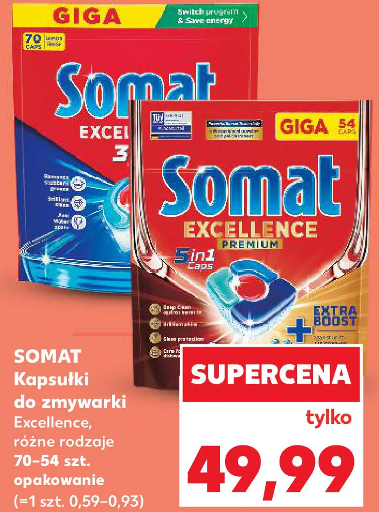 Somat Kapsułki do zmywarki Excellence, różne rodzaje 70-54 szt. opakowanie