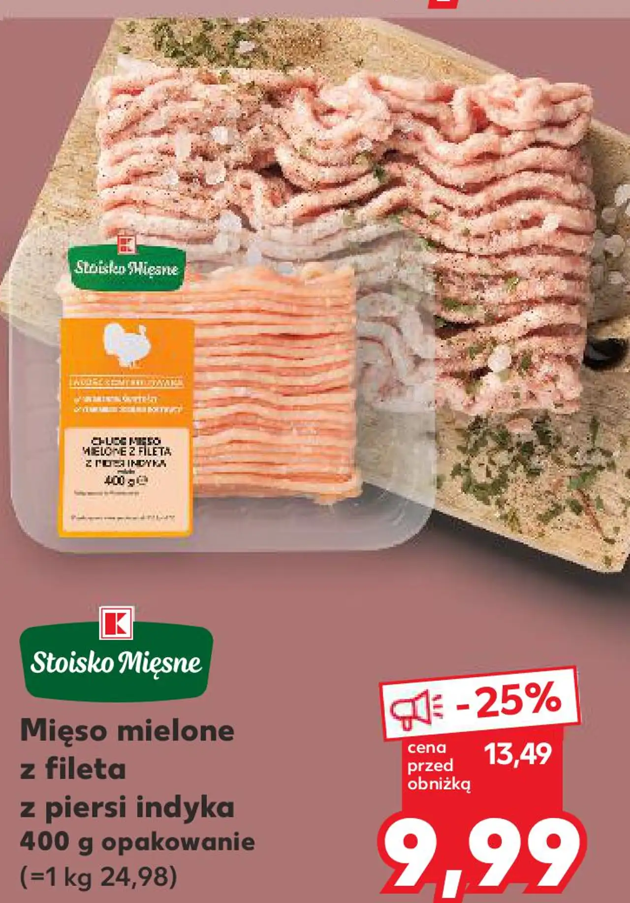 Mięso mielone z fileta z piersi indyka 400 g opakowanie