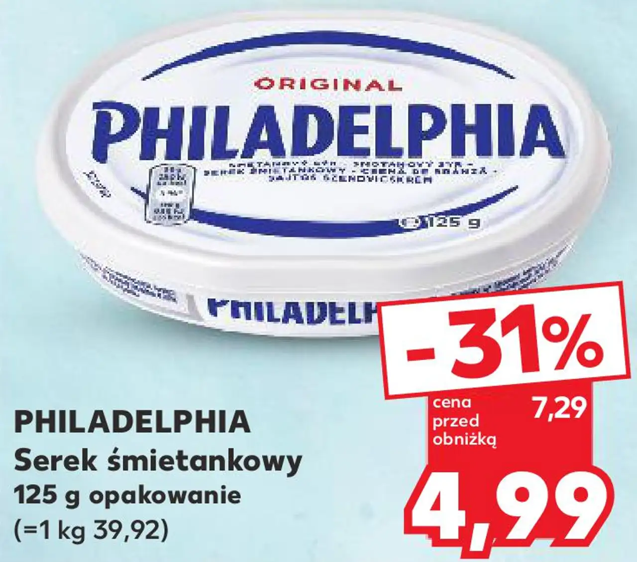 PHILADELPHIA Serek śmietankowy 125 g opakowanie