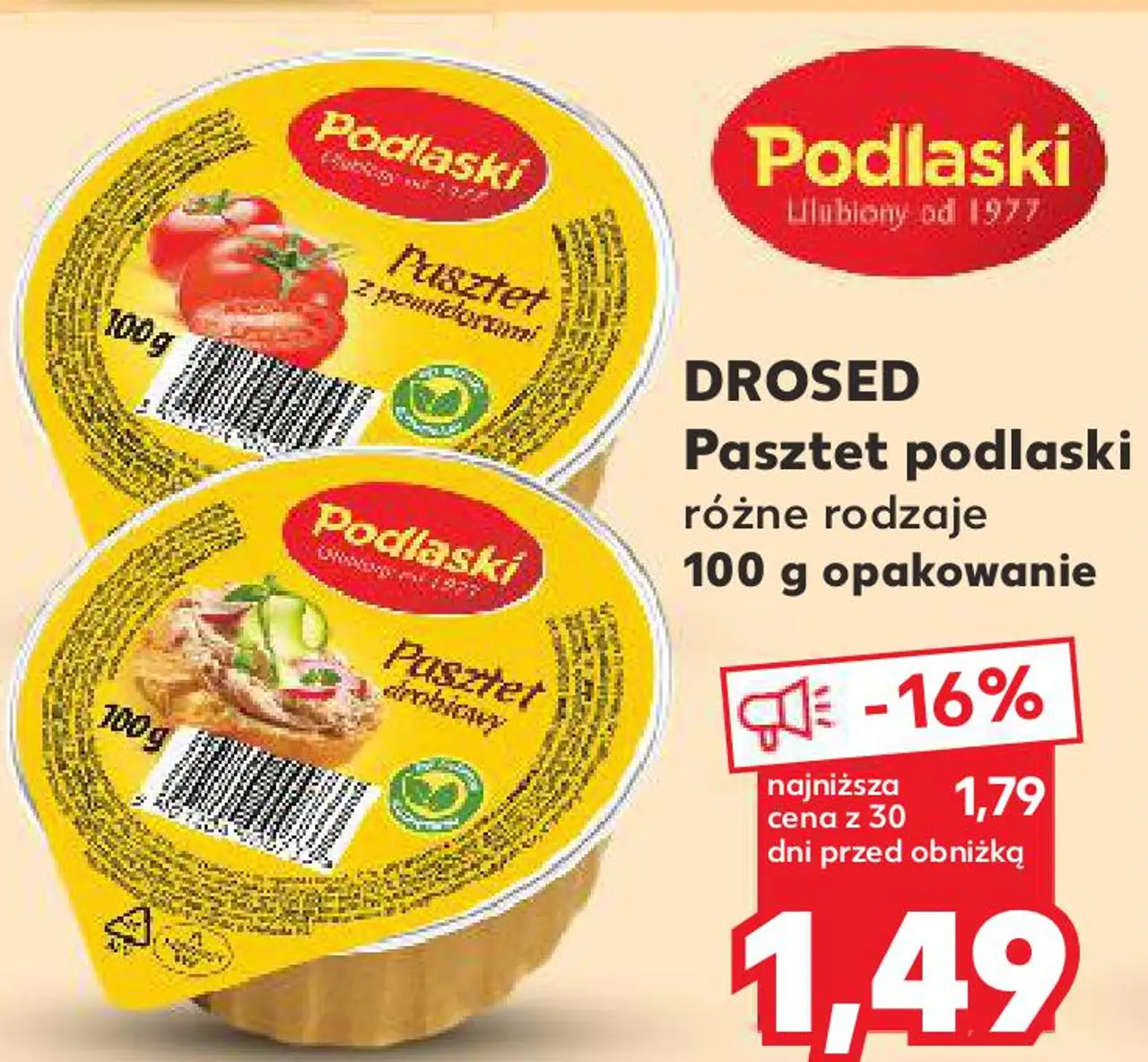 DROSED Pasztet podlaski różne rodzaje 100 g opakowanie