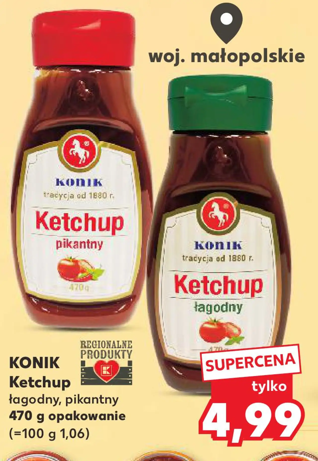 KONIK Ketchup łagodny, pikantny 470 g opakowanie