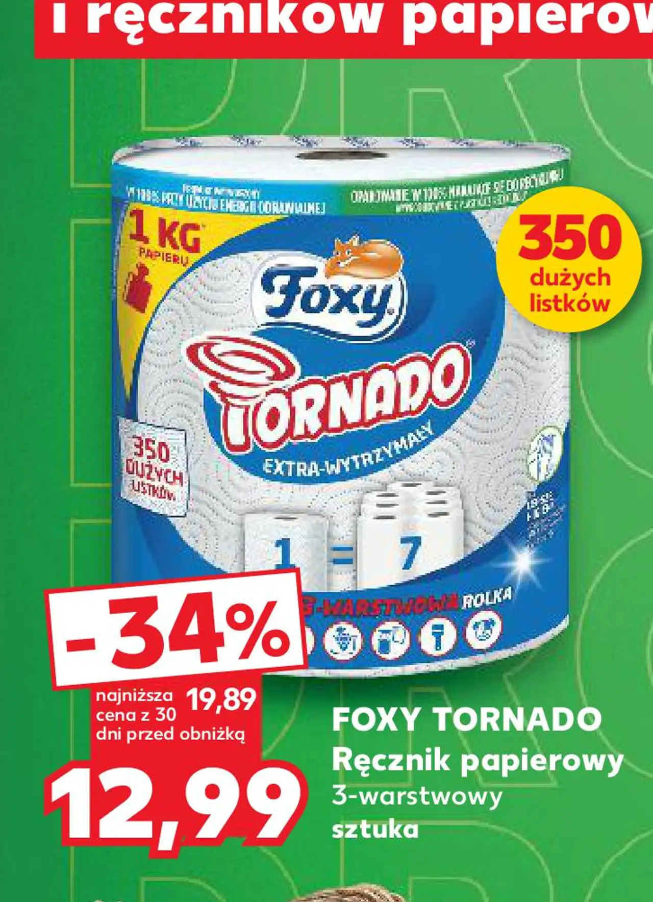 FOXY TORNADO Ręcznik papierowy 3-warstwowy sztuka