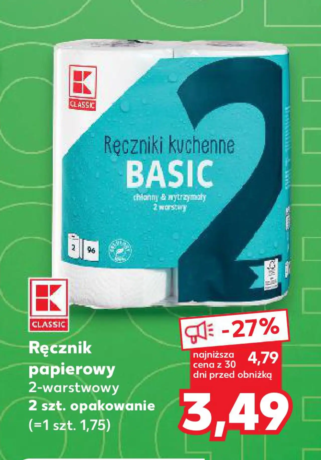 K-CLASSIC Ręcznik papierowy 2-warstwowy 2 szt. opakowanie