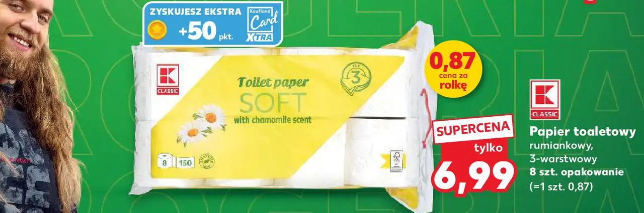 K-CLASSIC Papier toaletowy rumiankowy 3-warstwowy 8 szt. opakowanie