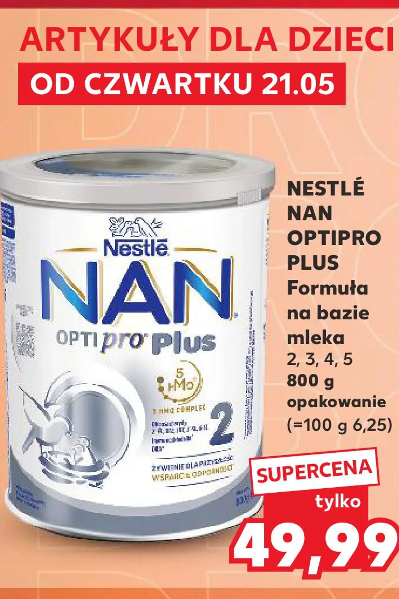 NESTLÉ NAN OPTIPRO PLUS Formuła na bazie mleka 2, 3, 4, 5 800 g opakowanie