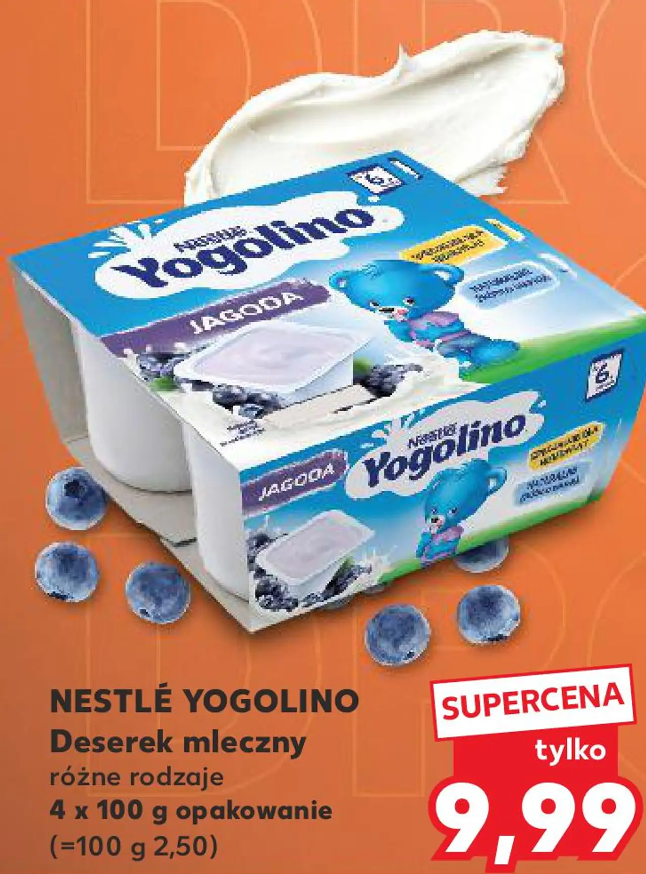 NESTLÉ YOGOLINO Deserek mleczny różne rodzaje 4 x 100 g opakowanie