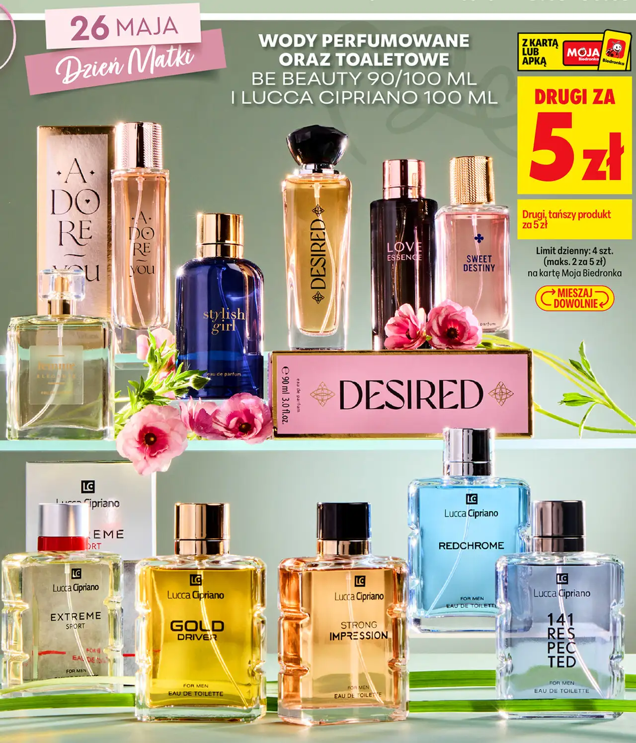 WODY PERFUMOWANE ORAZ TOALETOWE BE BEAUTY 90/100 ML I LUCCA CIPRIANO 100 ML
