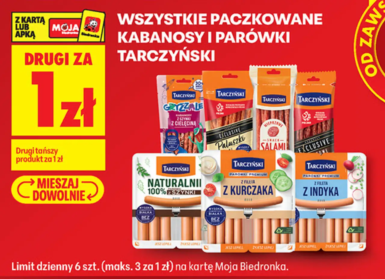 Wszystkie paczkowane kabanosy i parówki Tarczyński