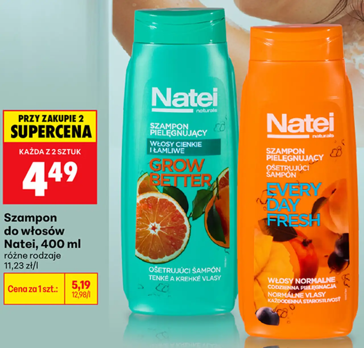 Szampon do włosów Natei, 400 ml
