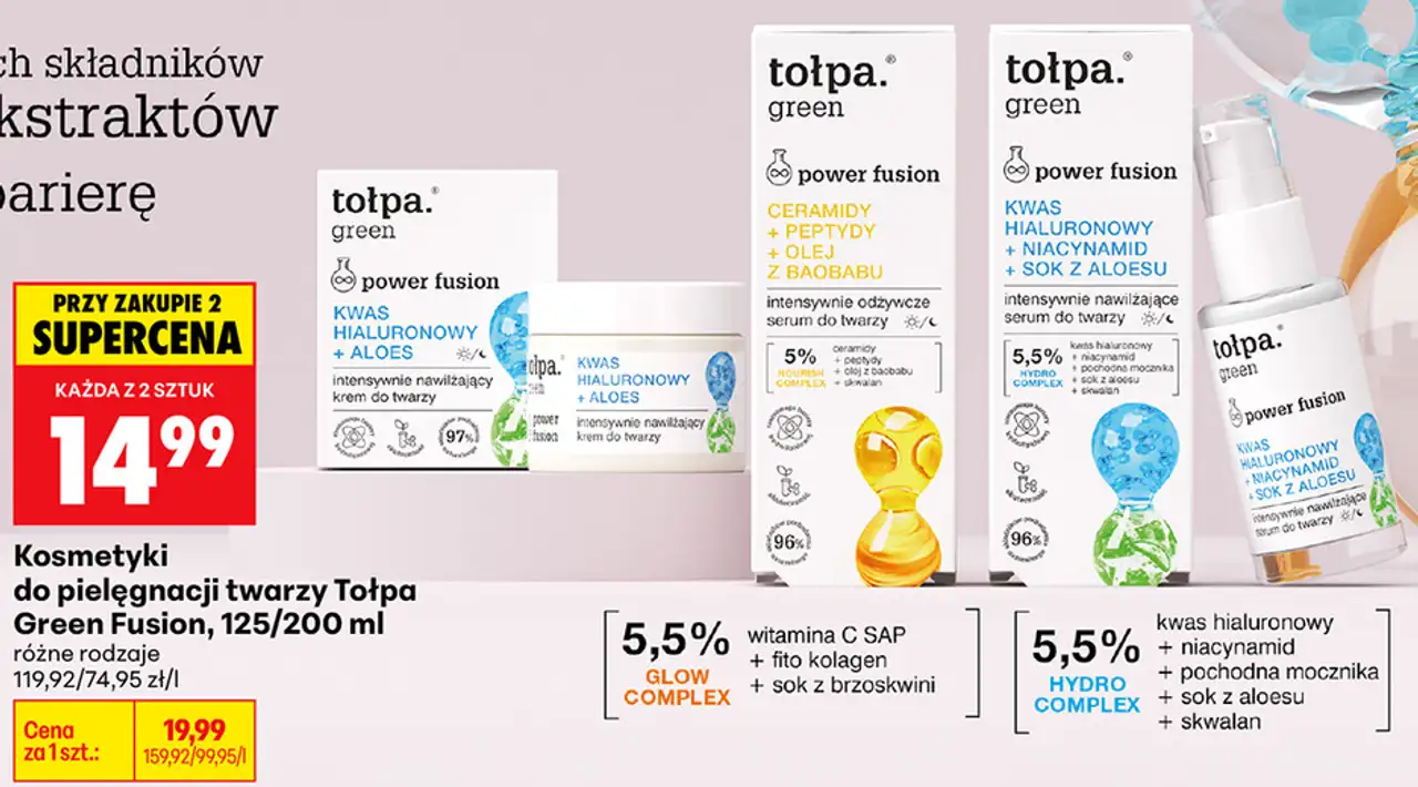 Kosmetyki do pielęgnacji twarzy Tołpa Green Fusion, 125/200 ml