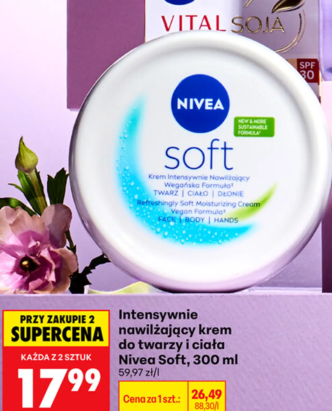 Intensywnie nawilżający krem do twarzy i ciała Nivea Soft, 300 ml