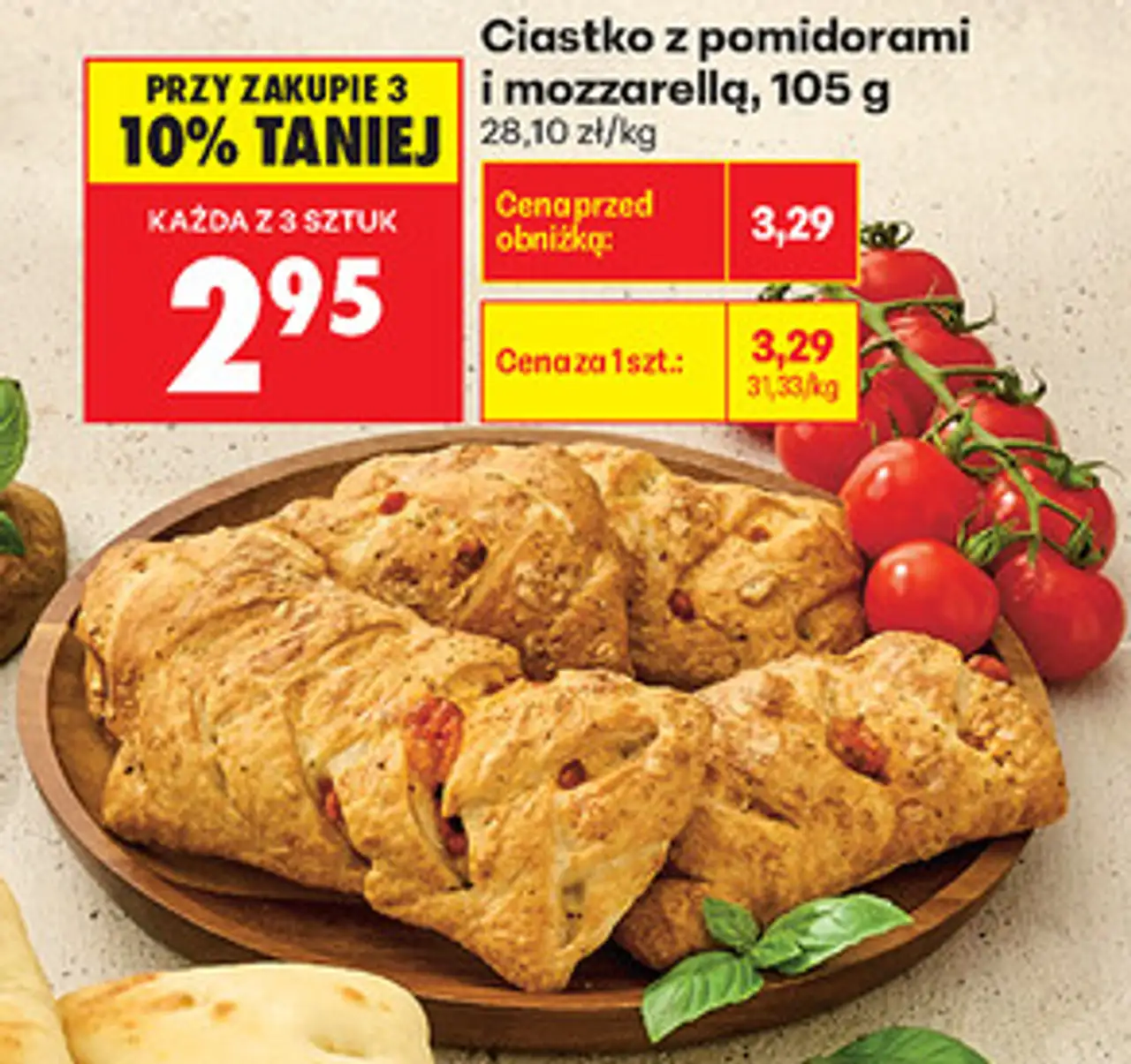 Ciastko z pomidorami i mozzarellą, 105 g