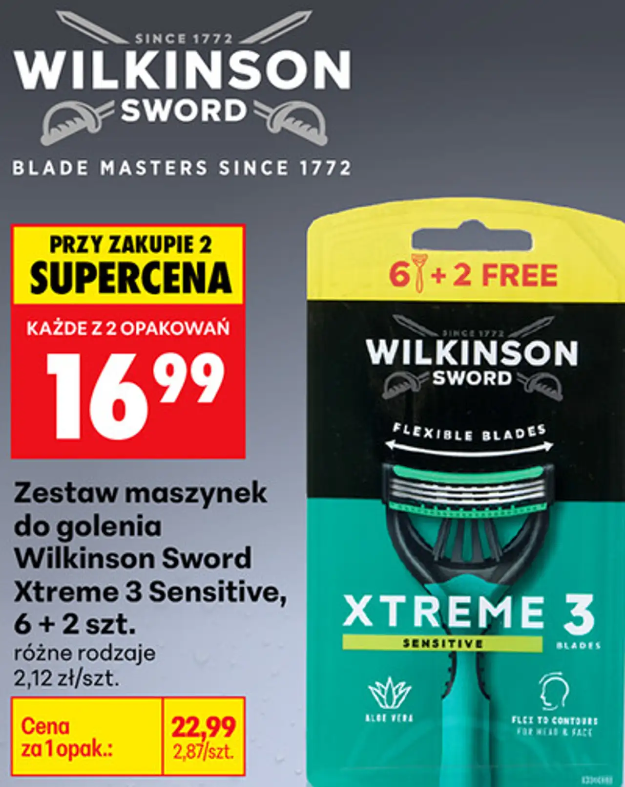 Zestaw maszynek do golenia Wilkinson Sword Xtreme 3 Sensitive, 6 + 2 szt. różne rodzaje
