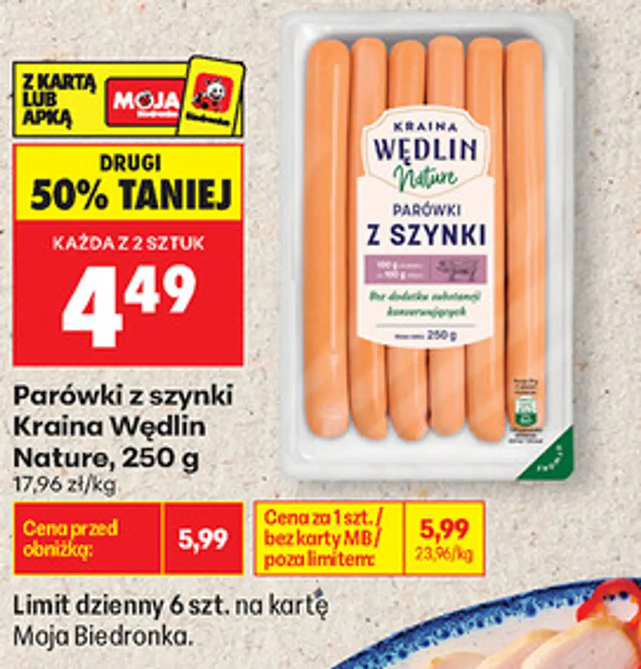 Parówki z szynki Kraina Wędlin Nature, 250 g