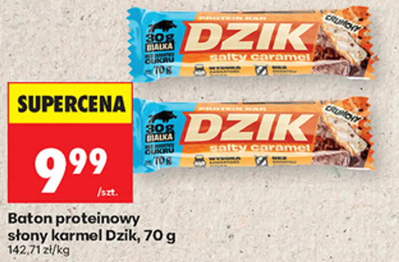 Baton proteinowy słony karmel Dzik, 70 g