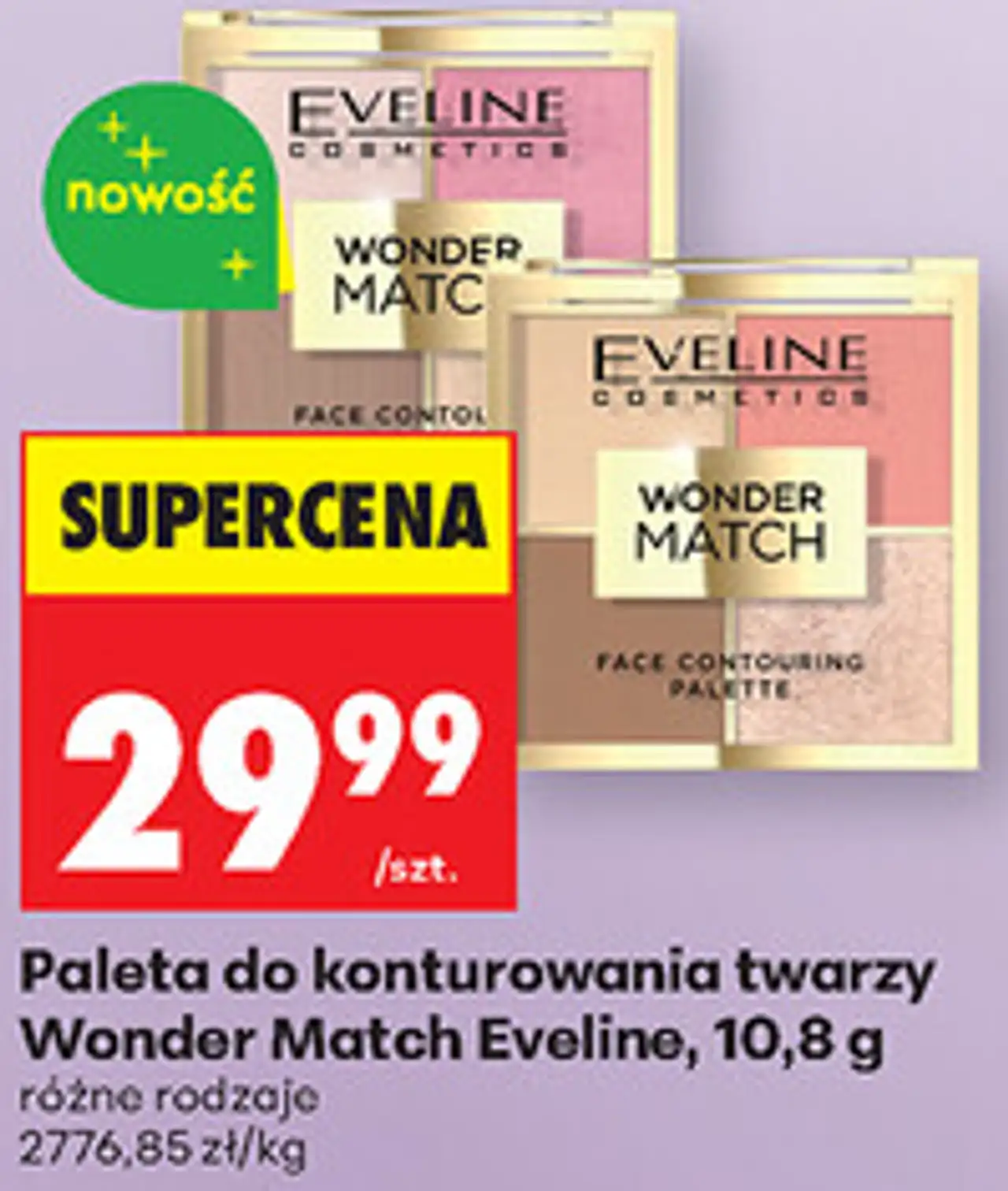 Paleta do konturowania twarzy Wonder Match Eveline, 10,8 g