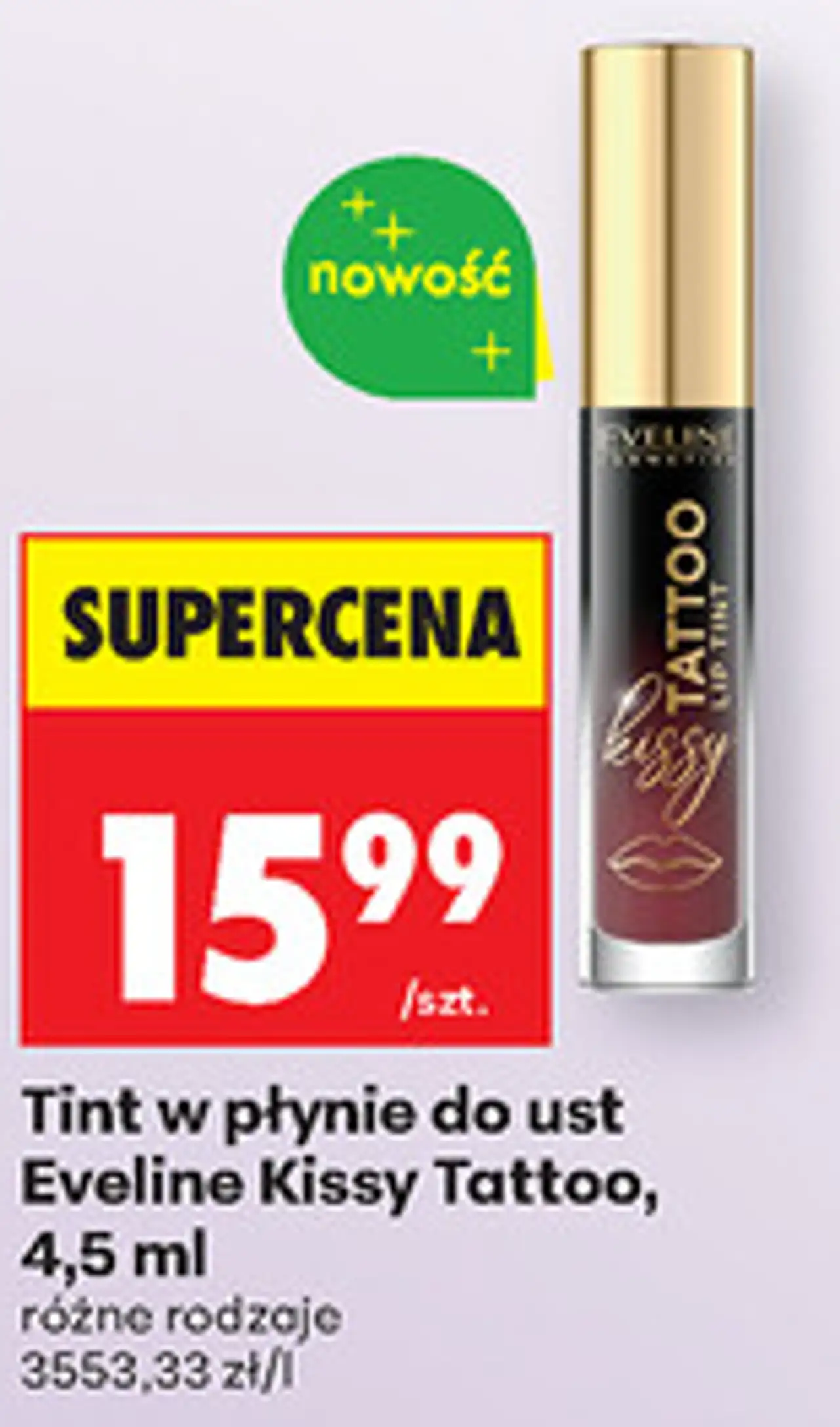Tint w płynie do ust Eveline Kissy Tattoo, 4,5 ml