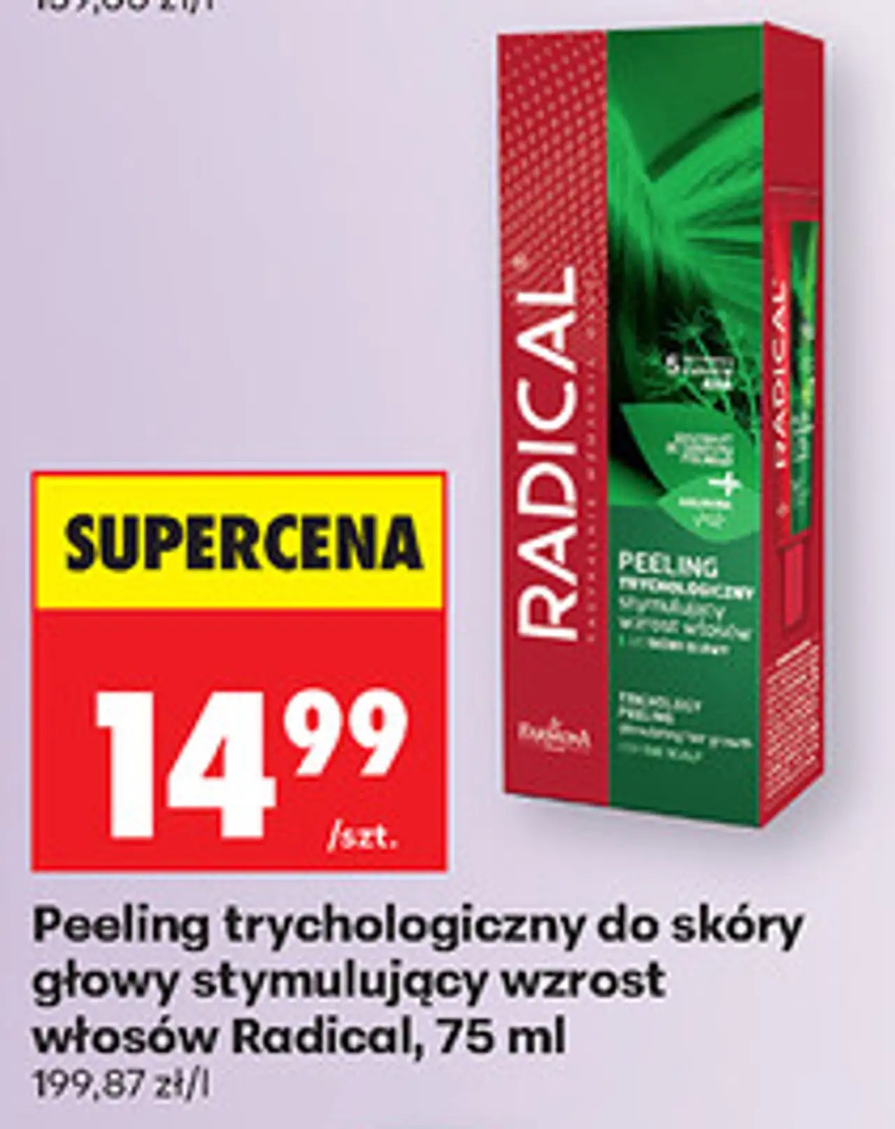 Peeling trychologiczny do skóry głowy stymulujący wzrost włosów Radical, 75 ml