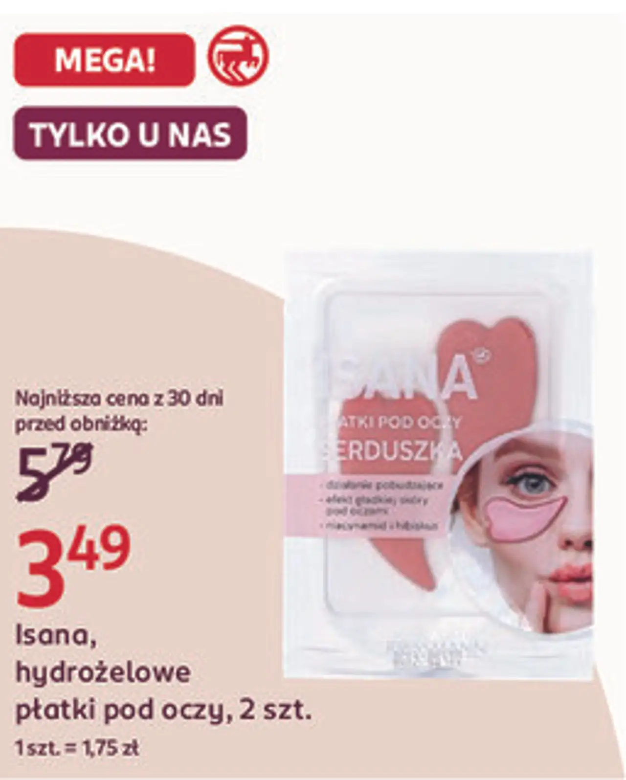 Isana, hydrożelowe płatki pod oczy, 2 szt.