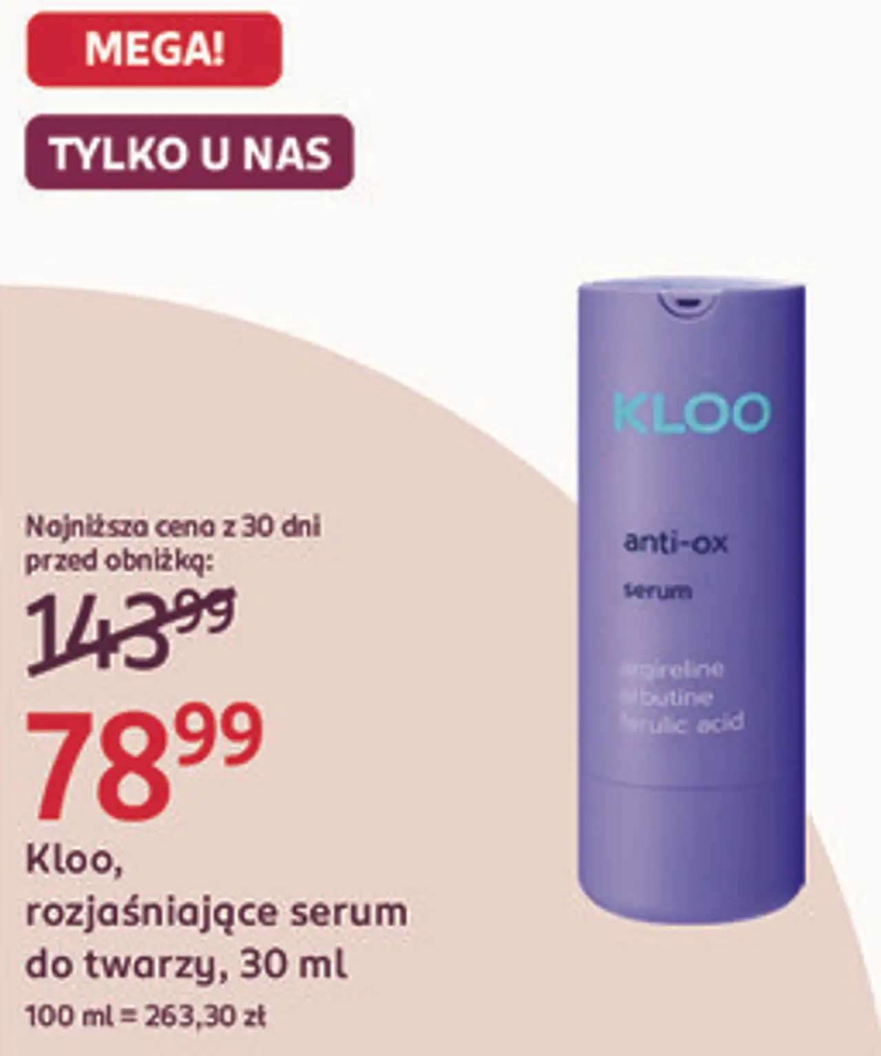 Kloo, rozjaśniające serum do twarzy, 30 ml