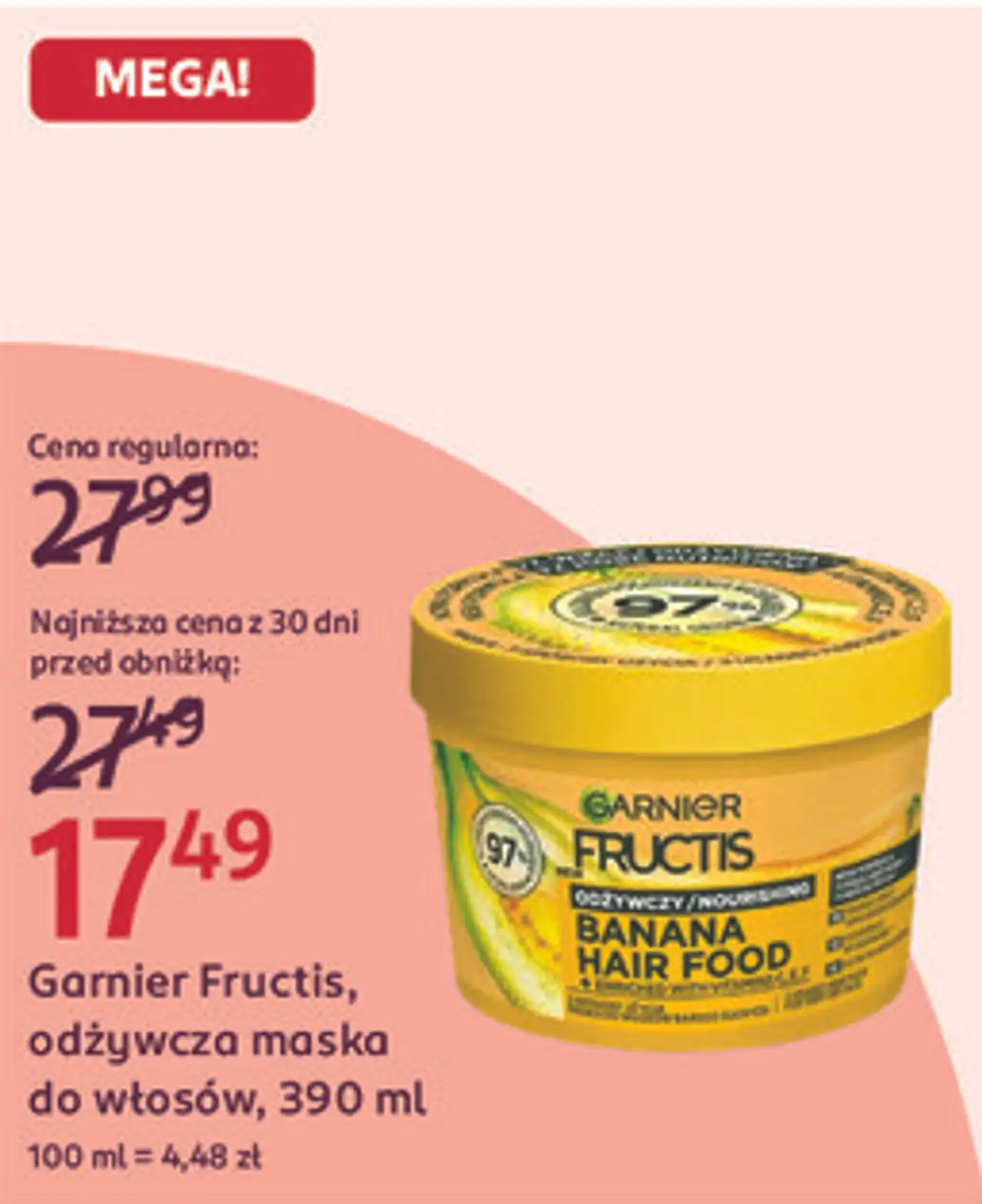 Garnier Fructis, odżywcza maska do włosów, 390 ml