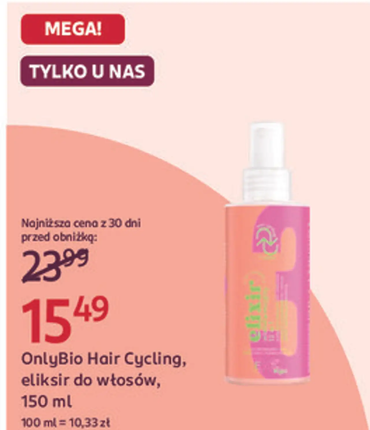 OnlyBio Hair Cycling, eliksir do włosów, 150 ml