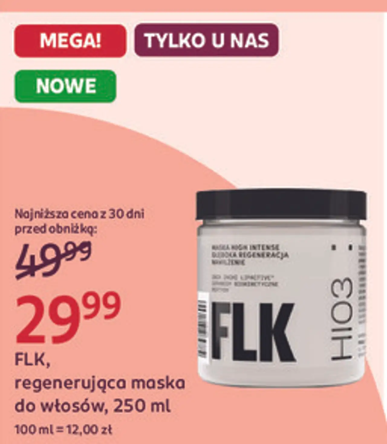 FLK, regenerująca maska do włosów, 250 ml