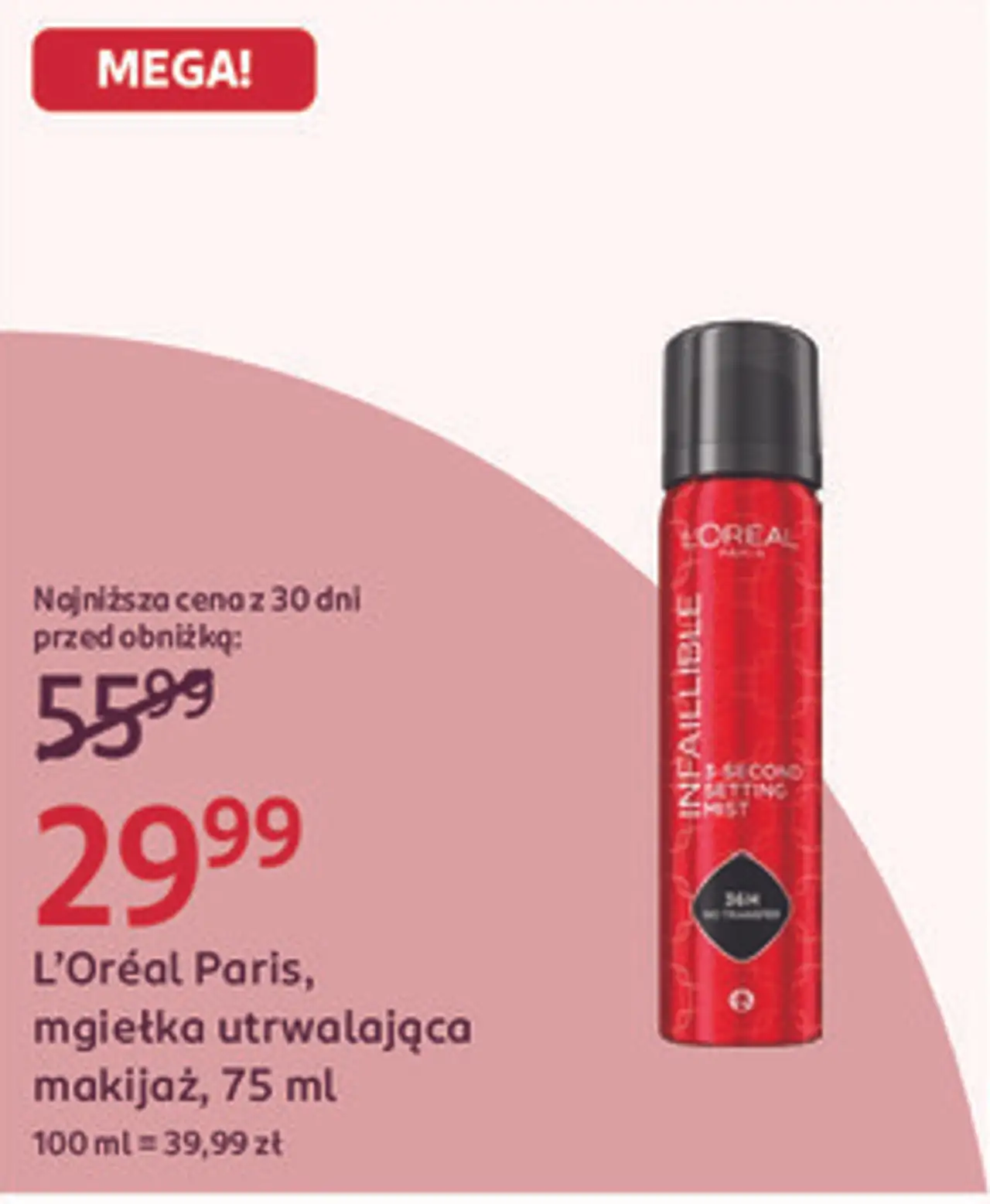 L'Oréal Paris, mgiełka utrwalająca makijaż, 75 ml