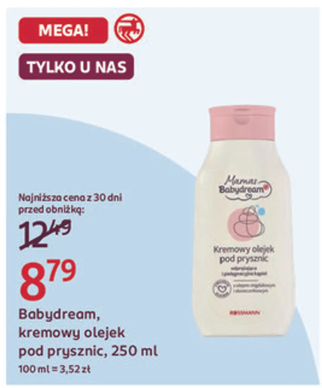 Babydream, kremowy olejek pod prysznic, 250 ml