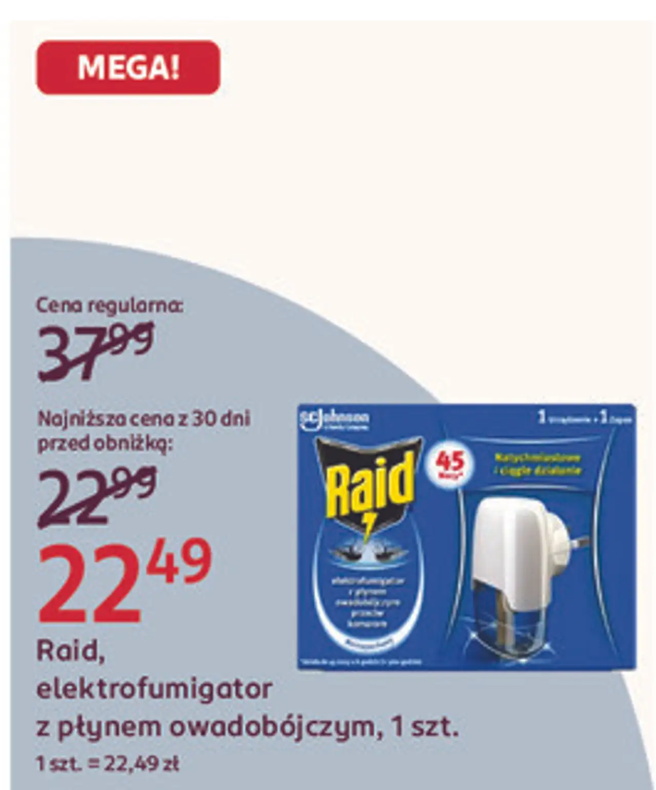 Raid, elektrofumigator z płynem owadobójczym, 1 szt.