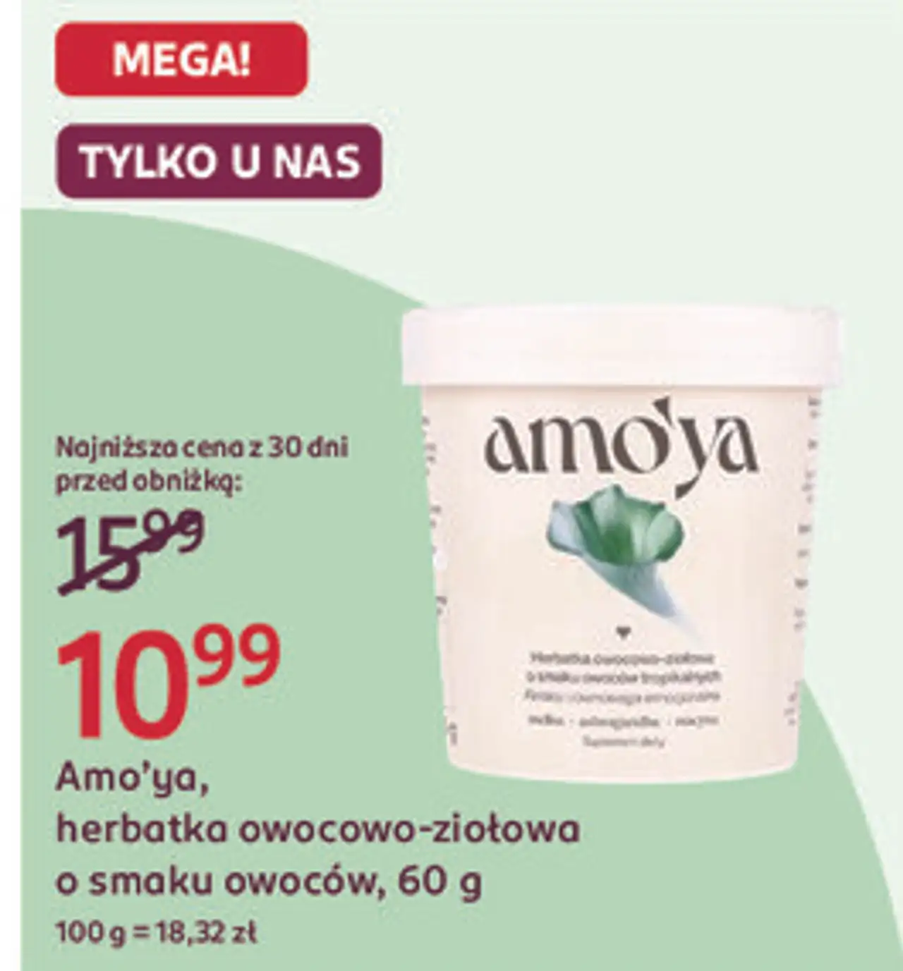 Amo'ya, herbatka owocowo-ziołowa o smaku owoców, 60 g