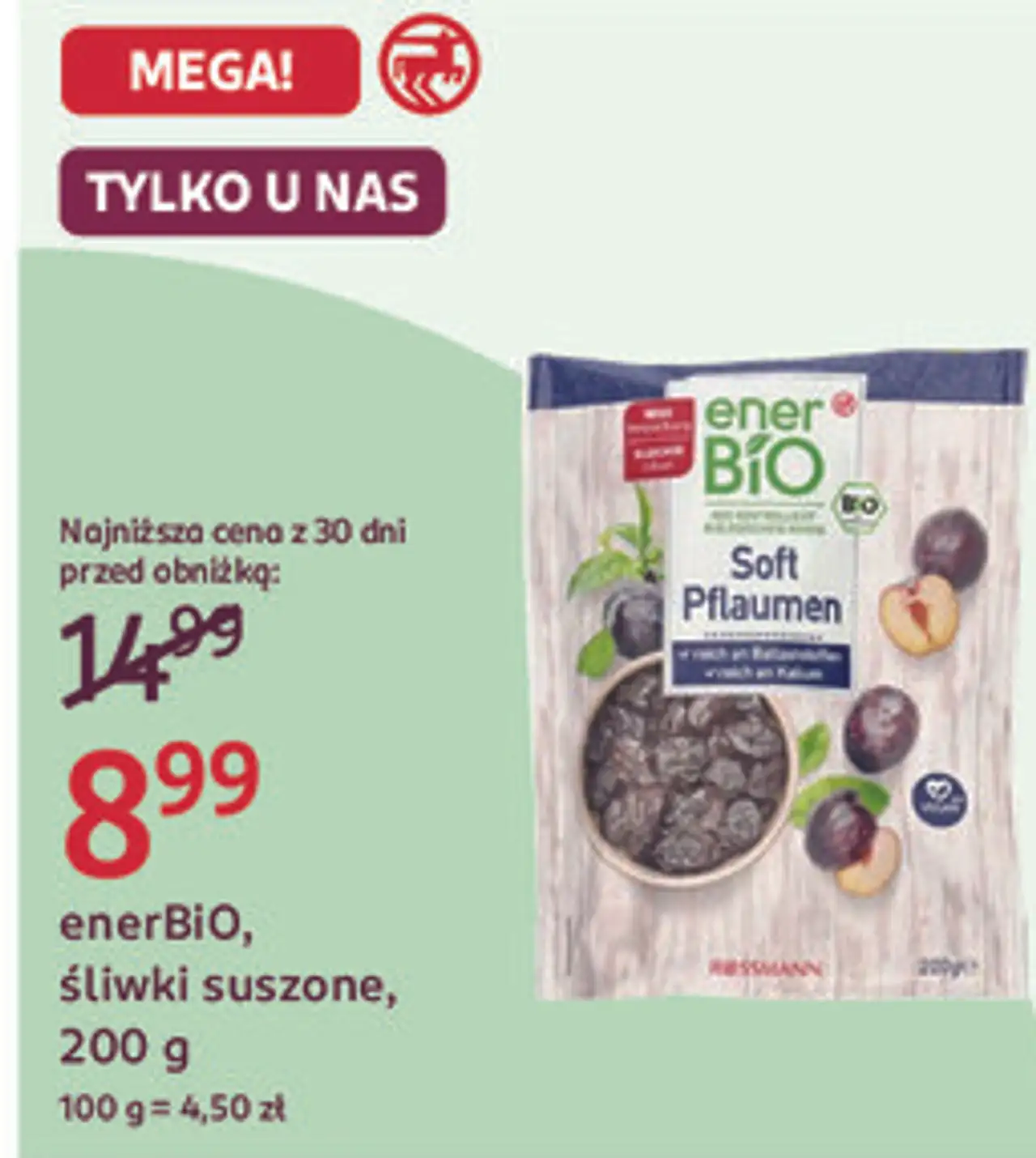enerBiO, śliwki suszone, 200 g