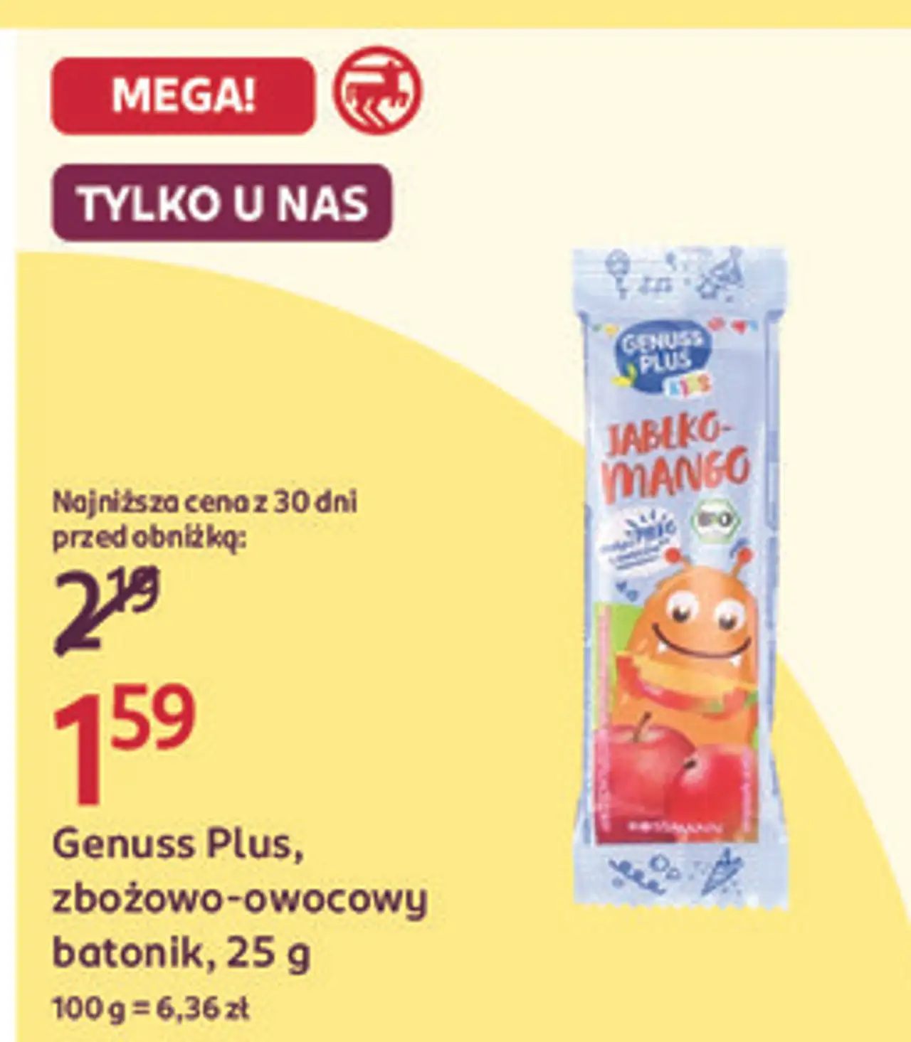 Genuss Plus, zbożowo-owocowy batonik, 25 g