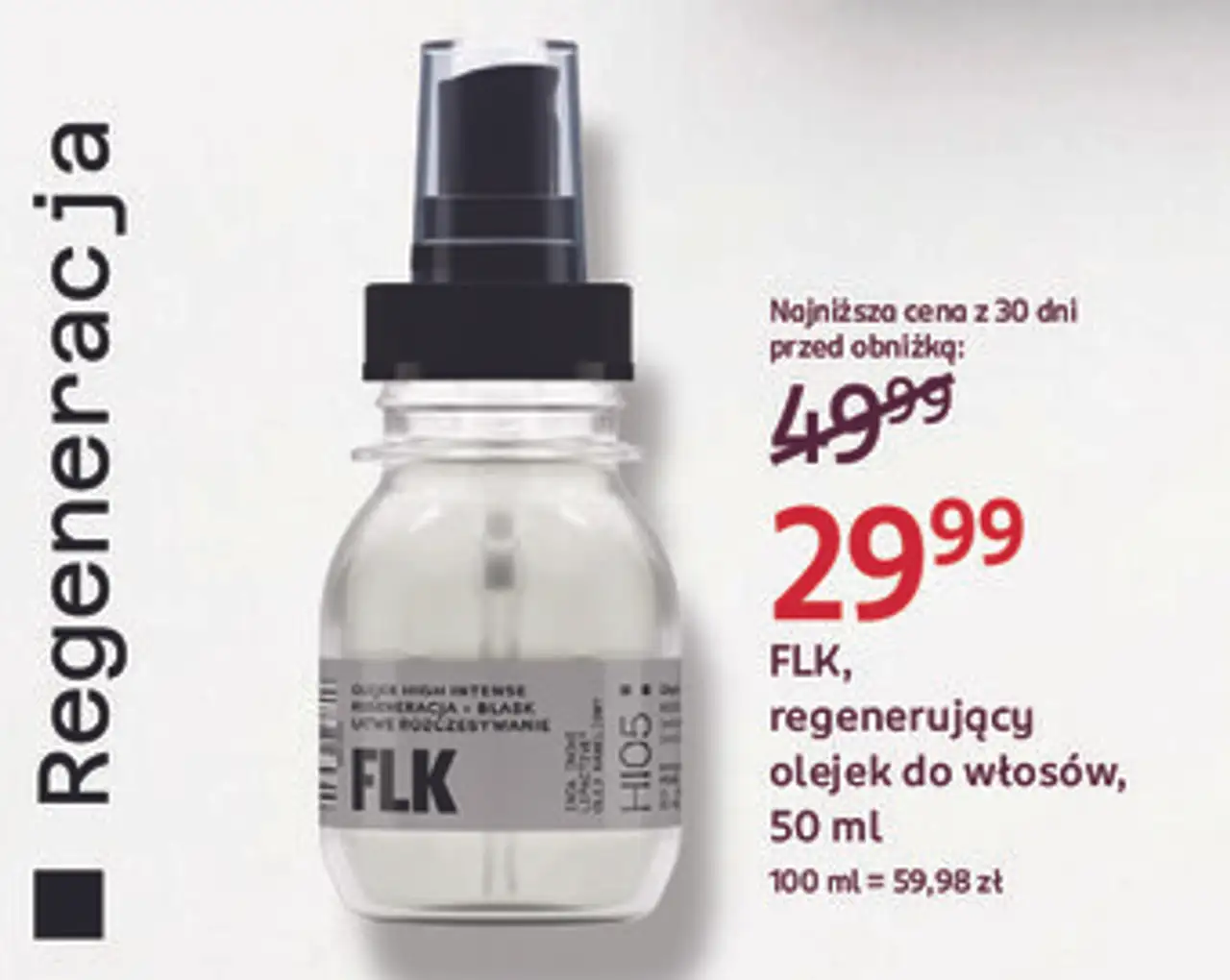 FLK, regenerujący olejek do włosów, 50 ml